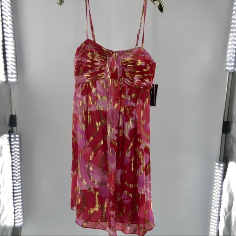 Red/Pink/Gold Oleg Cassini Dress NWT sz 8 - Picture 4 of 12
